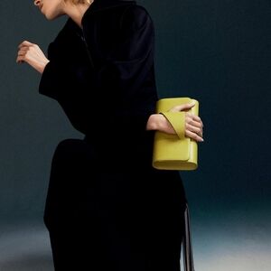 PERRIN PARIS L'ASYMETRIQUE Glove Clutch Green Calfskin Leather Clutch